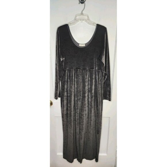 Vtg Victoria's Secret 90's Gray Black Velvet Jumpsuit Scoop Neck Wide Leg Velour - Picture 1 of 5